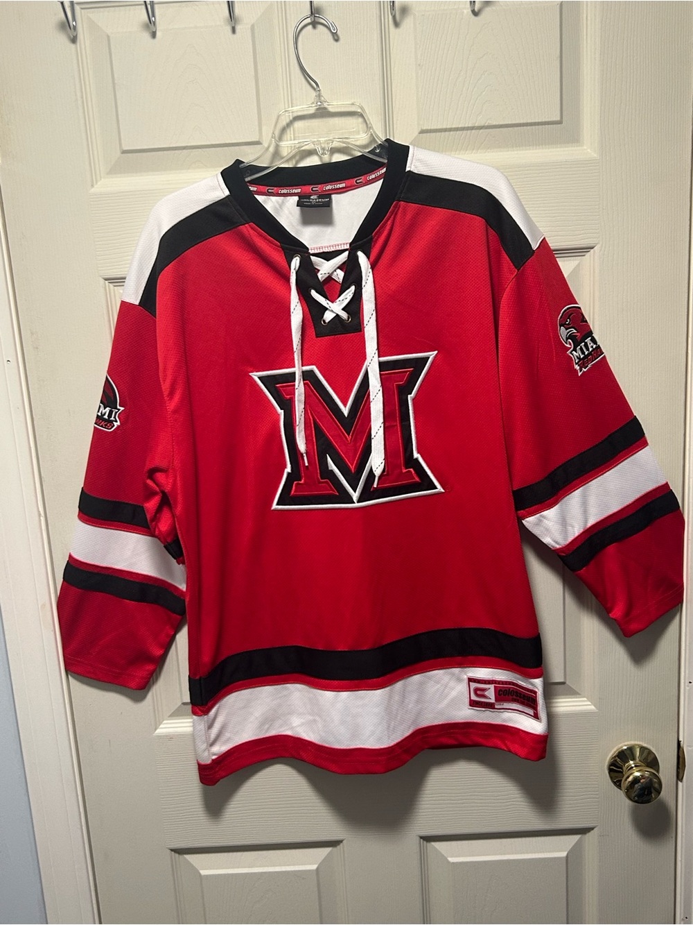 Colosseum Miami University Ohio Red Hawks Red Hockey Jersey Size Medium Red NCAA